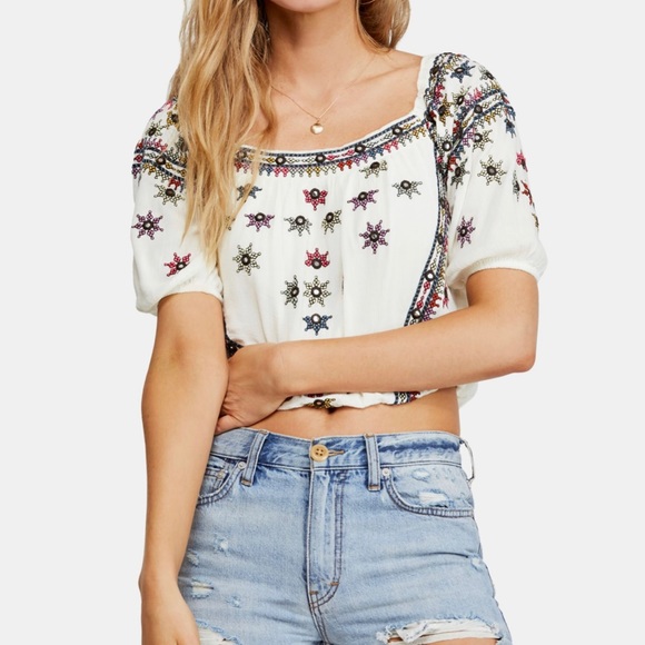 SOLD - Free People Aurura Embroidered Top - Picture 1 of 5